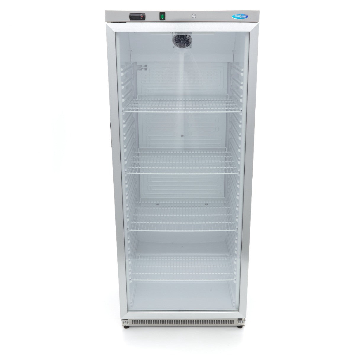 Réfrigérateur professionnel 600L inox avec porte vitrée 4 étagères réglables et refroidissement ventilé 462 W Maxima - vue 2 - Armoire réfrigérée positive pro CHR - Cuistéo