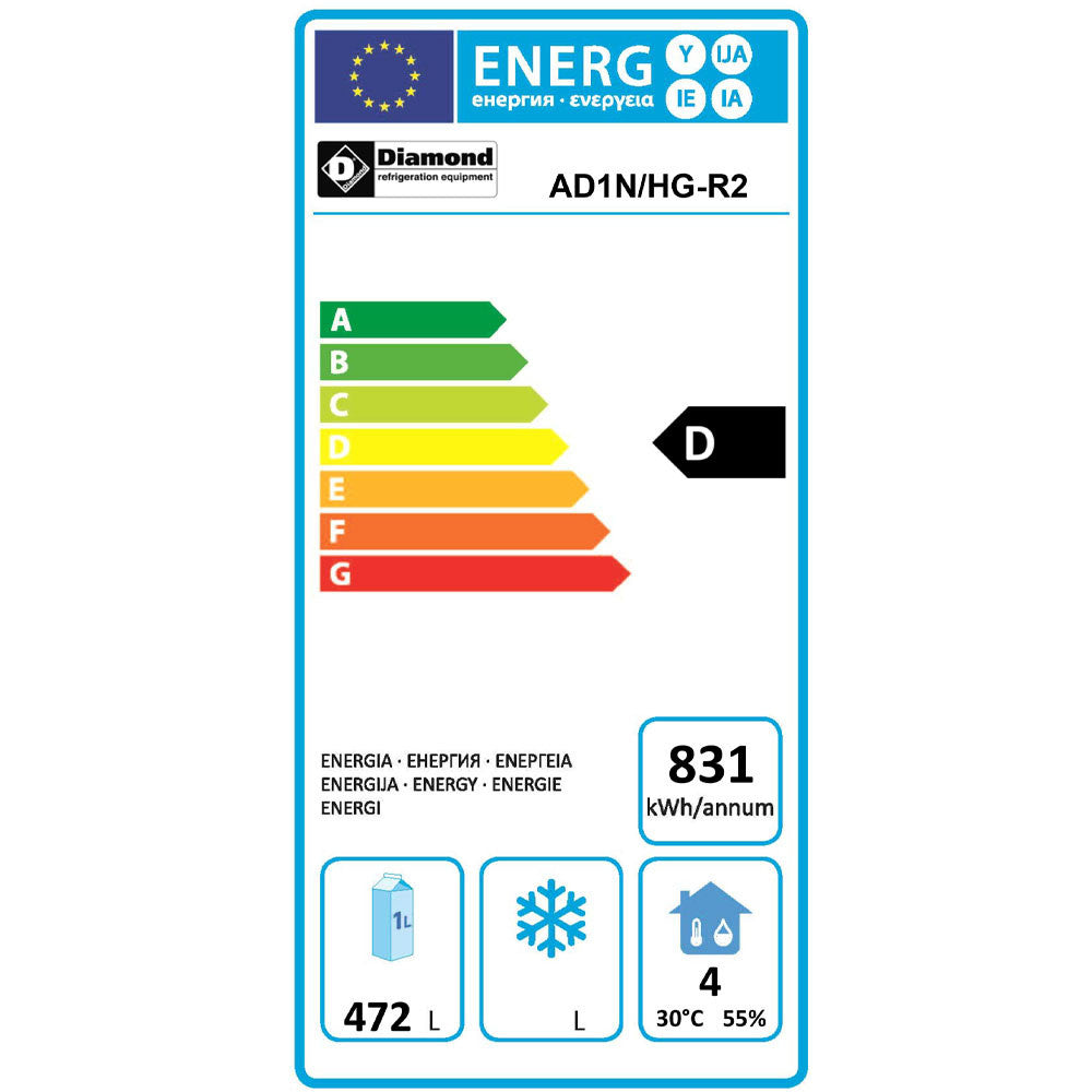 Armoire réfrigérée ventilée 700L avec porte vitrée GN2/1 économie d'énergie et isolation efficace - Diamond