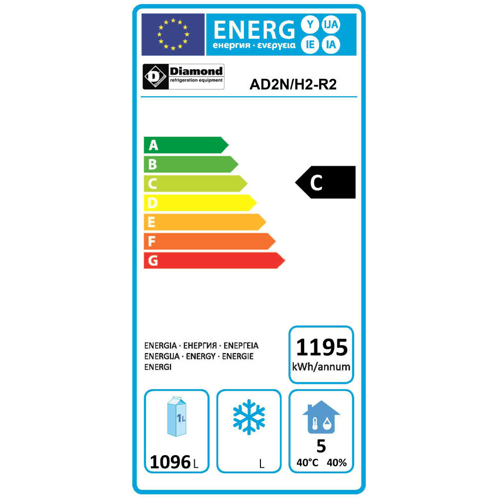 Armoire réfrigérée ventilée 1400L 2 portes GN avec compresseur tropicalisé et économie d'énergie - Diamond