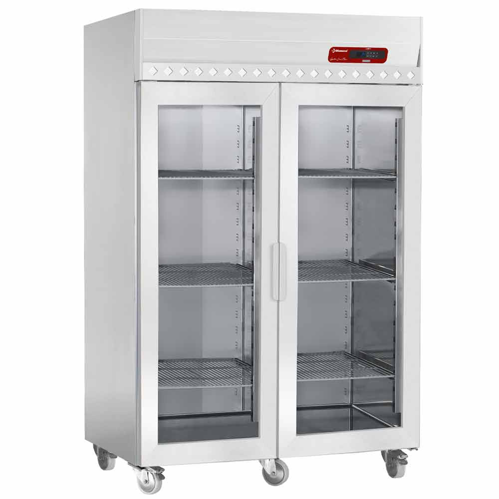 Armoire Réfrigérée Ventilée Vitrée 1400L GN 2/1 - Évaporateur Surdimensionné Acier Inoxydable Éclairage LED - Diamond