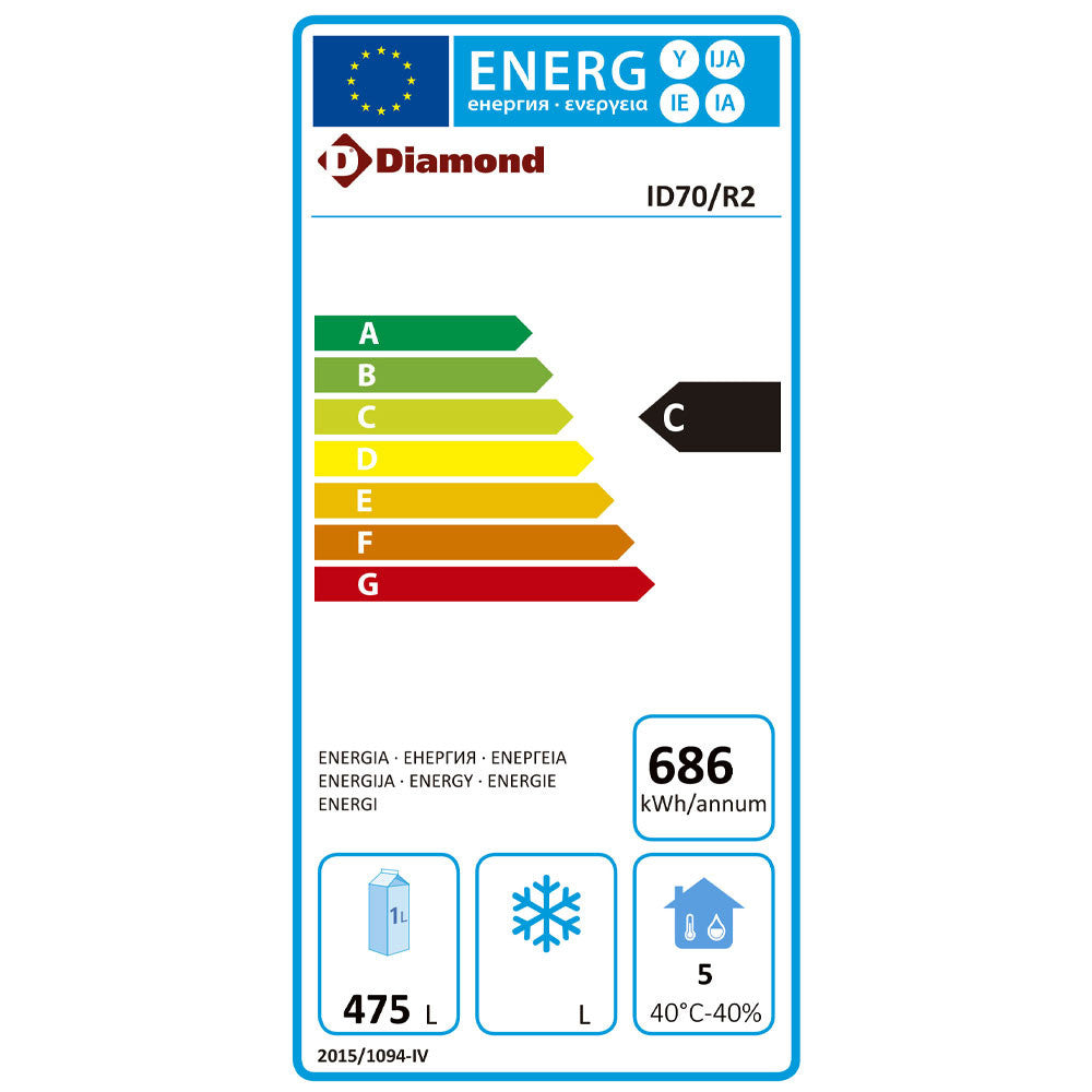 Armoire réfrigérée ventilée 700 L GN 2/1 3 grilles régulateur électronique acier inoxydable - Diamond
