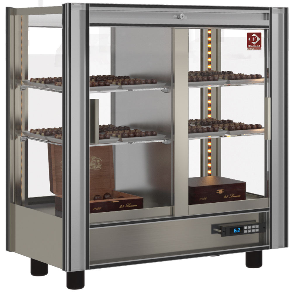 Vitrine Réfrigérée Chocolat L 216 Traversant Modulable avec Protection Anti-UV et Thermostat Digital - Diamond
