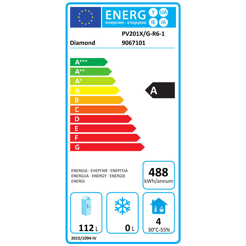 Frigo ventilé inox 150L porte vitrée éclairage LED réfrigérant R600a classe climatique 4 - Diamond