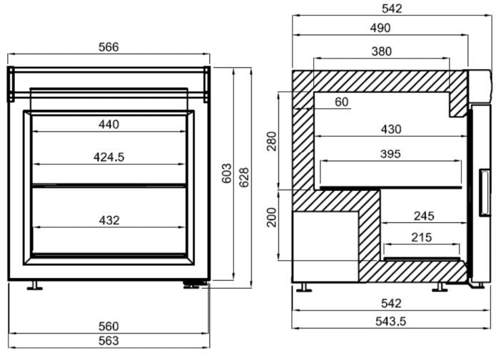 Congélateur de table vitrée pour glaces 73L LED 1 porte -18°C à -22°C inox 542x566x628 mm 0.215 kW Combisteel - vue 2 - Armoire réfrigérée négative pro CHR - Cuistéo