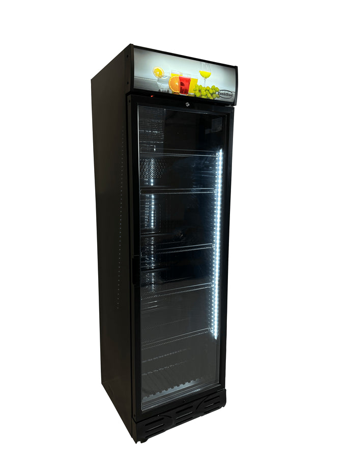 Réfrigérateur 1 porte en verre noir 382L ventilé verrouillable 217 bouteilles 595x650x2000 mm 0.36 kW Combisteel - Armoire réfrigérée positive professionnel CHR - matériel cuisine pro - Cuistéo