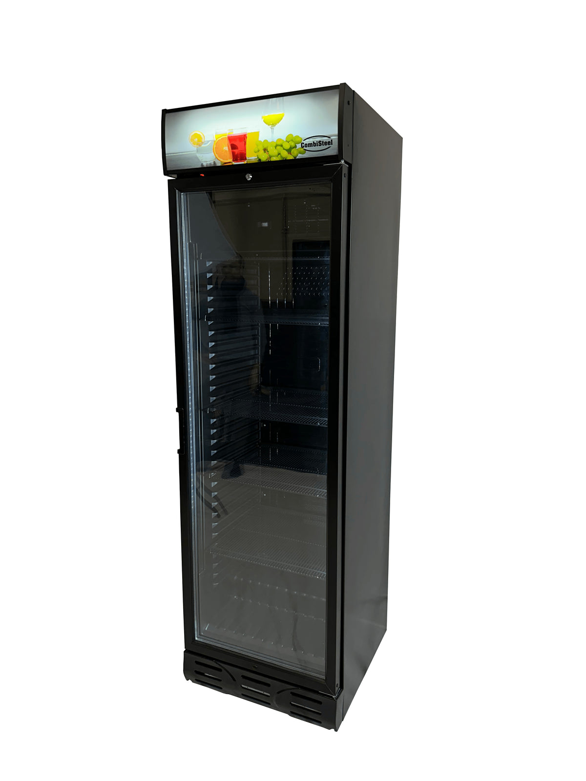 Réfrigérateur 1 porte en verre noir 382L ventilé verrouillable 217 bouteilles 595x650x2000 mm 0.36 kW Combisteel - vue 2 - Armoire réfrigérée positive pro CHR - Cuistéo