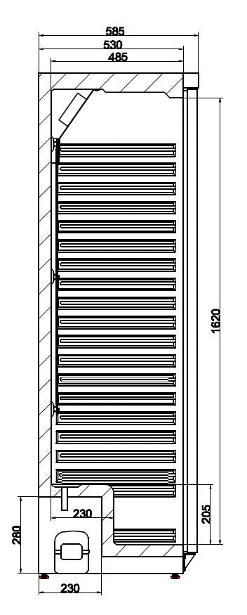 Réfrigérateur inox 1 porte 350L avec refroidissement statique verrouillable et porte réversible 600x585x1850 mm 0.185 kW Combisteel - vue 2 - Armoire réfrigérée positive pro CHR - Cuistéo