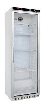 Réfrigérateur professionnel 1 porte en verre 350L - Blanc HR400 Statique avec ventilateur Verrouillable 600x585x1855 mm 0.185 kW Combisteel - Armoire réfrigérée positive professionnel CHR - matériel cuisine pro - Cuistéo