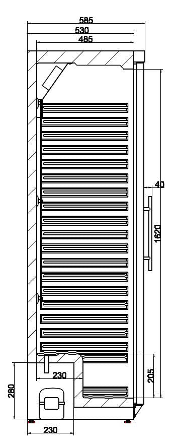 Réfrigérateur professionnel 1 porte en verre 350L - Blanc HR400 Statique avec ventilateur Verrouillable 600x585x1855 mm 0.185 kW Combisteel - vue 2 - Armoire réfrigérée positive pro CHR - Cuistéo