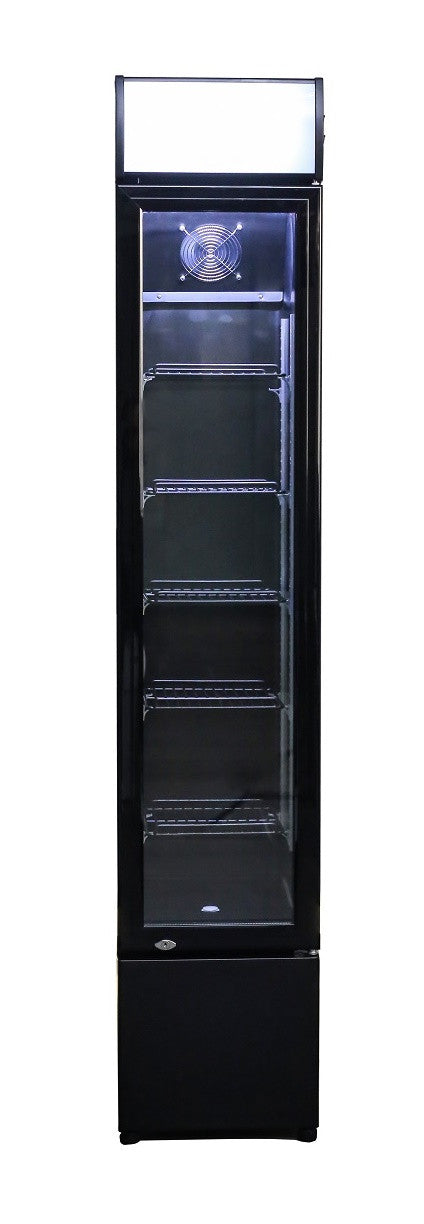 Frigo vitré étroit 105L - +3/+10°C - LED - 4 grilles - Noir - Refroidissement statique avec ventilateur 360x422x1880 mm 0.14 kW Combisteel - vue 2 - Armoire réfrigérée positive pro CHR - Cuistéo