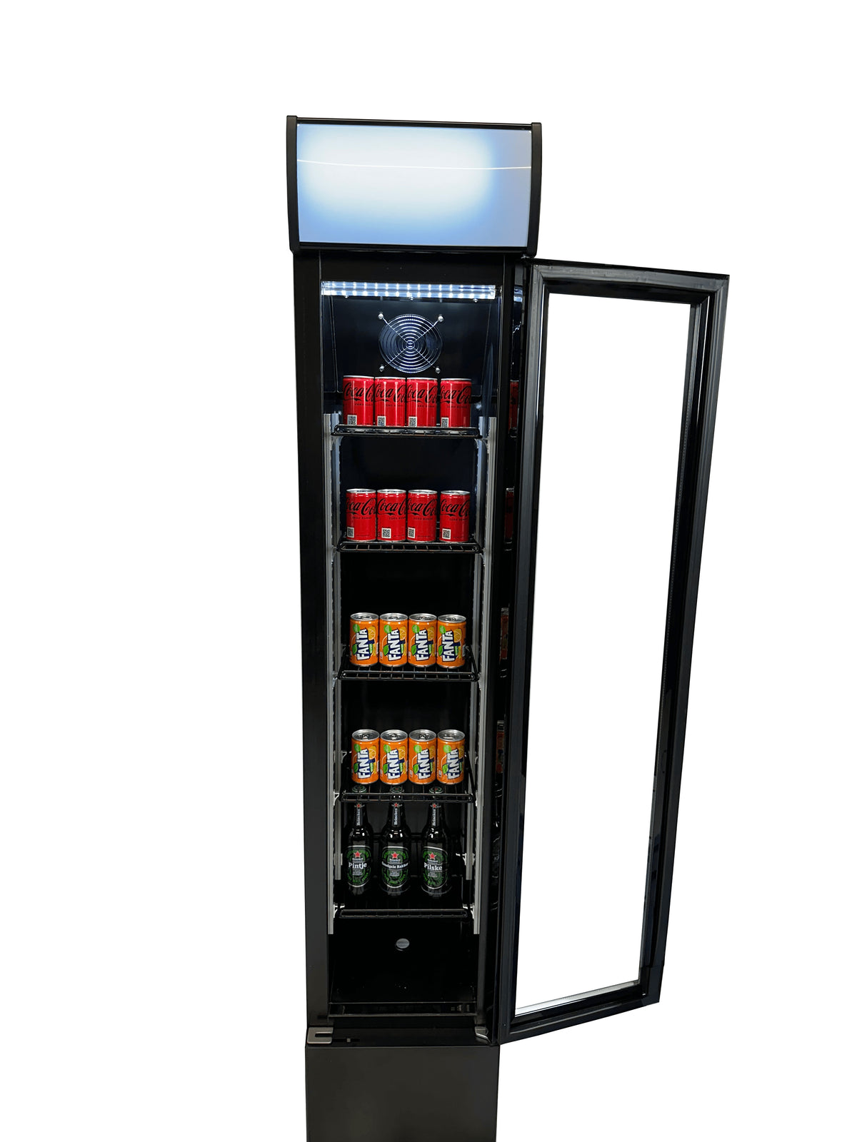 Frigo vitré étroit 105L - +3/+10°C - LED - 4 grilles - Noir - Refroidissement statique avec ventilateur 360x422x1880 mm 0.14 kW Combisteel - vue 5 - Armoire réfrigérée positive pro CHR - Cuistéo