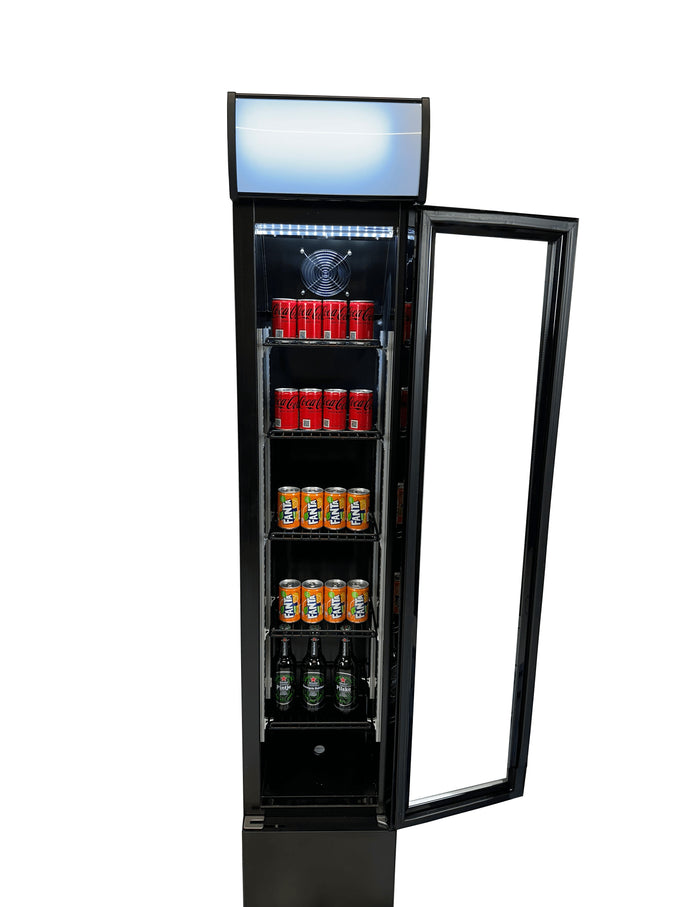 Frigo vitré étroit 105L - +3/+10°C - LED - 4 grilles - Noir - Refroidissement statique avec ventilateur 360x422x1880 mm 0.14 kW Combisteel - vue 5 - Armoire réfrigérée positive pro CHR - Cuistéo
