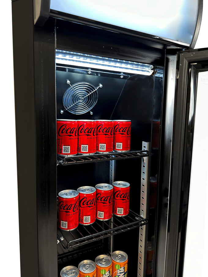 Frigo vitré étroit 105L - +3/+10°C - LED - 4 grilles - Noir - Refroidissement statique avec ventilateur 360x422x1880 mm 0.14 kW Combisteel - vue 6 - Armoire réfrigérée positive pro CHR - Cuistéo