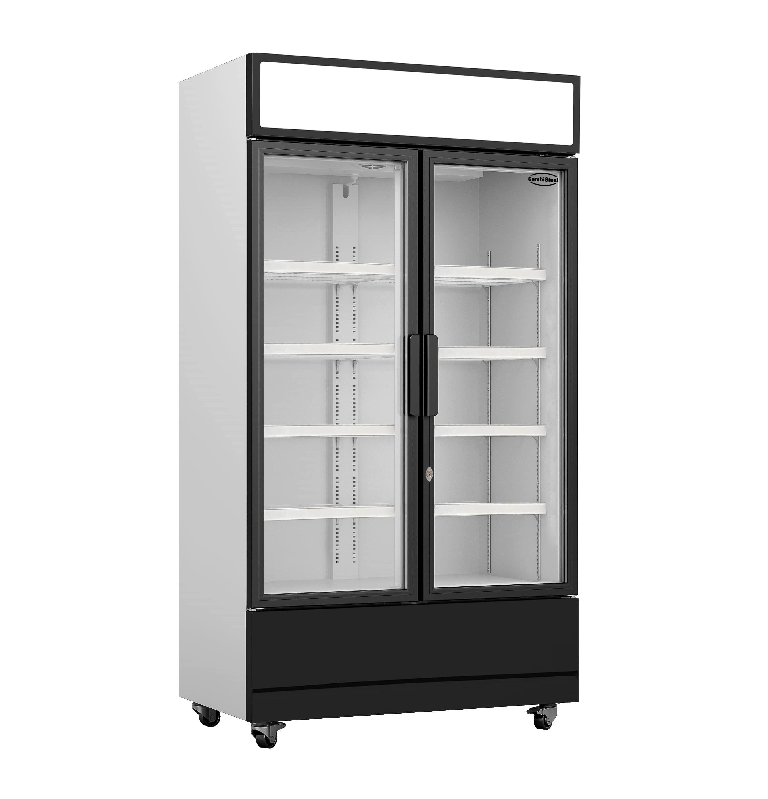 Réfrigérateur 2 portes en verre 670L acier éclairage LED refroidissement statique 8 grilles 1120x610x1973 mm 0.4 kW Combisteel - Armoire réfrigérée positive professionnel CHR - matériel cuisine pro - Cuistéo