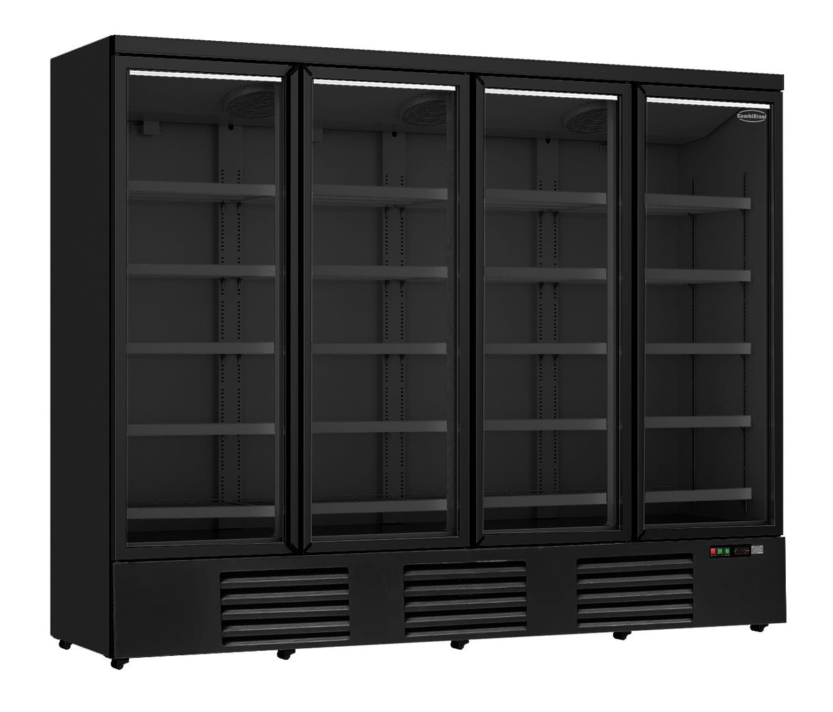 Réfrigérateur 4 portes noir 2025L acier 230V refroidissement renforcé 20 grilles 400kg 2508x710x1997 mm 0.66 kW Combisteel - Armoire réfrigérée positive professionnel CHR - matériel cuisine pro - Cuistéo