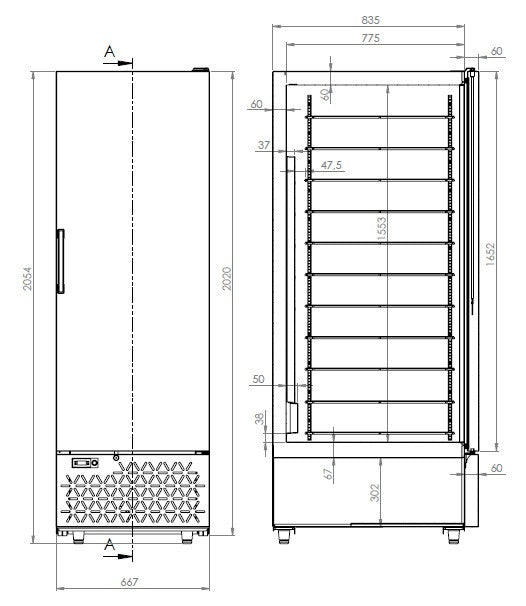 Armoire frigo crème glacée - 658L -15 à -25°C 1 porte 5 grilles 667x895x2020 mm 0.336 kW Combisteel - vue 2 - Armoire réfrigérée négative pro CHR - Cuistéo