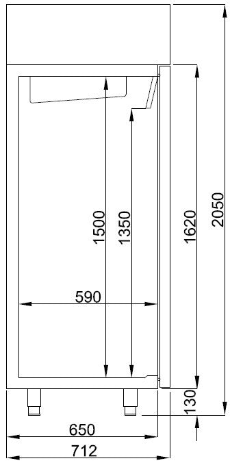 Congélateur inox 1200L -10 à -22°C 2 portes 6 grilles éclairage LED refroidissement statique 1400x700x2050 mm 0.5 kW Combisteel - vue 2 - Armoire réfrigérée négative pro CHR - Cuistéo