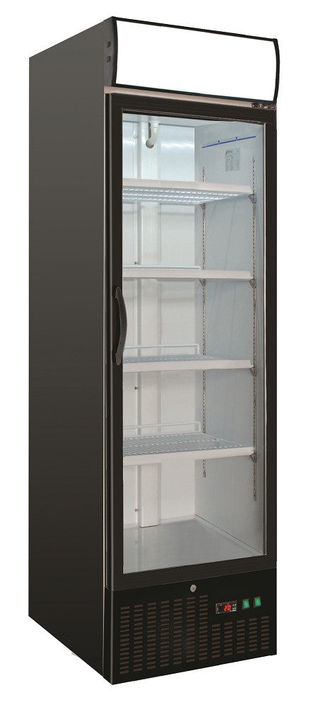 Congélateur 1 porte en verre 460L -18/-24°C LED acier noir verrouillable 1 porte droite 680x700x1990 mm 0.36 kW Combisteel - Armoire réfrigérée négative professionnel CHR - matériel cuisine pro - Cuistéo