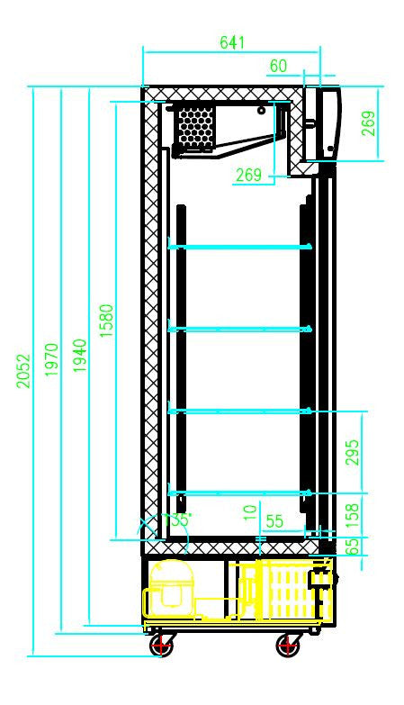 Congélateur 1 porte en verre 460L -18/-24°C LED acier noir verrouillable 1 porte droite 680x700x1990 mm 0.36 kW Combisteel - vue 2 - Armoire réfrigérée négative pro CHR - Cuistéo