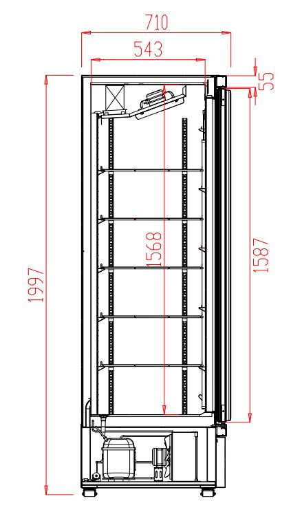 Congélateur professionnel 3 portes en verre noir 1450L -18/-22°C 8 roues 15 grilles refroidissement renforcé 1880x710x1997 mm 1.05 kW Combisteel - vue 2 - Armoire réfrigérée négative pro CHR - Cuistéo