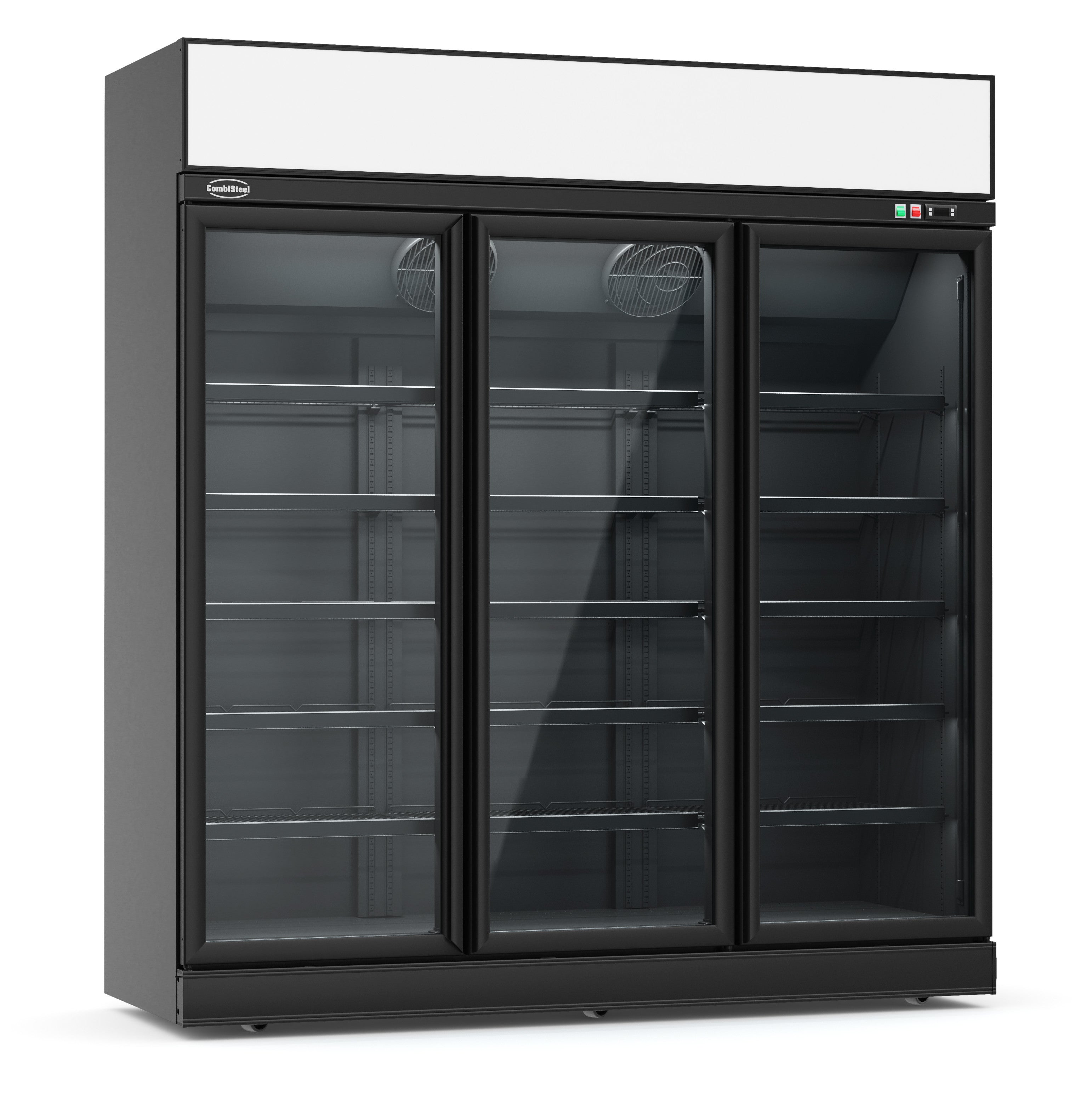 Congélateur professionnel 3 portes en verre noir 1480L - Refroidissement renforcé - LED 1880x710x2092 mm 1.83 kW Combisteel - Armoire réfrigérée négative professionnel CHR - matériel cuisine pro - Cuistéo