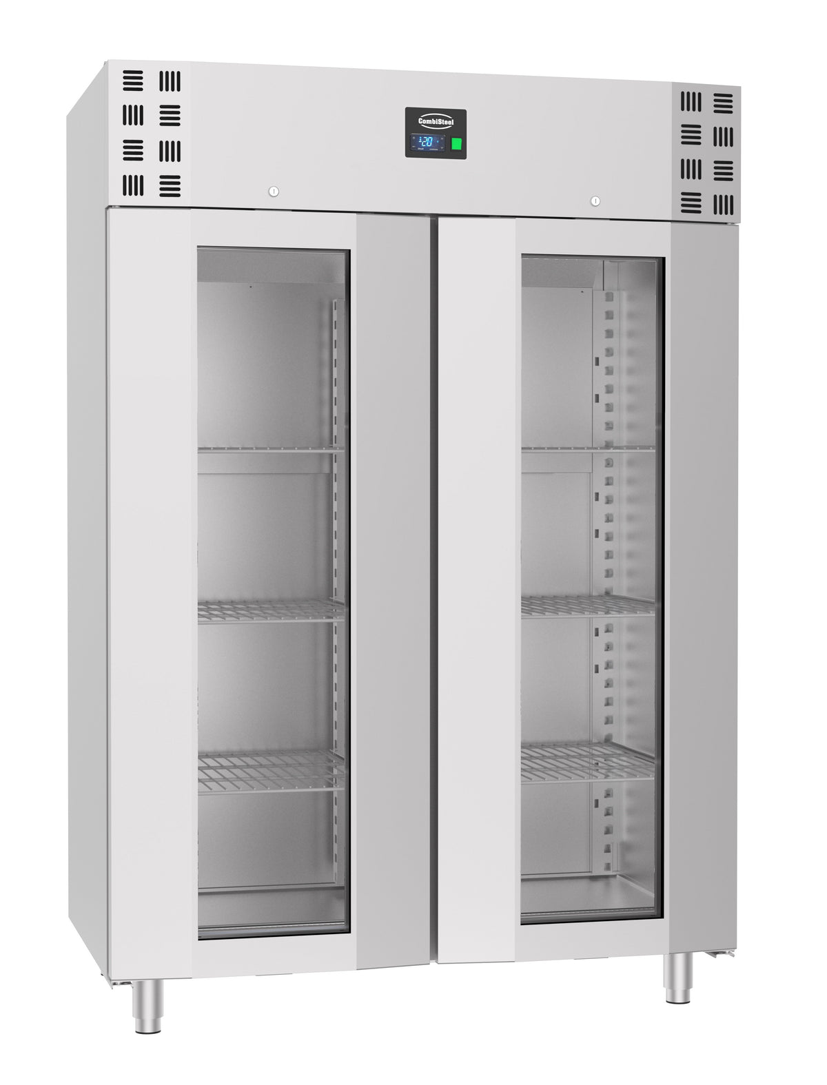 Congélateur inox 1400L portes verre refroidissement renforcé 2 portes LED verrouillable 1400x810x2050 mm 0.65 kW Combisteel - Armoire réfrigérée négative professionnel CHR - matériel cuisine pro - Cuistéo