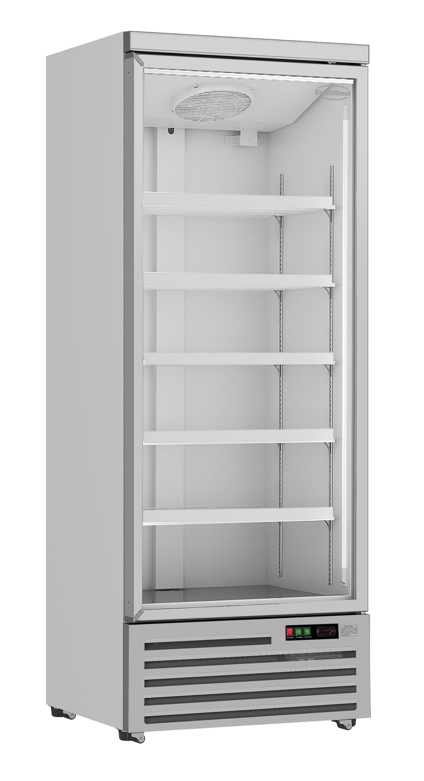 Réfrigérateur vitré 600L 1 porte acier 5 grilles 4 roues R290 58 dB 750x710x1997 mm 0.25 kW Combisteel - Armoire réfrigérée positive professionnel CHR - matériel cuisine pro - Cuistéo