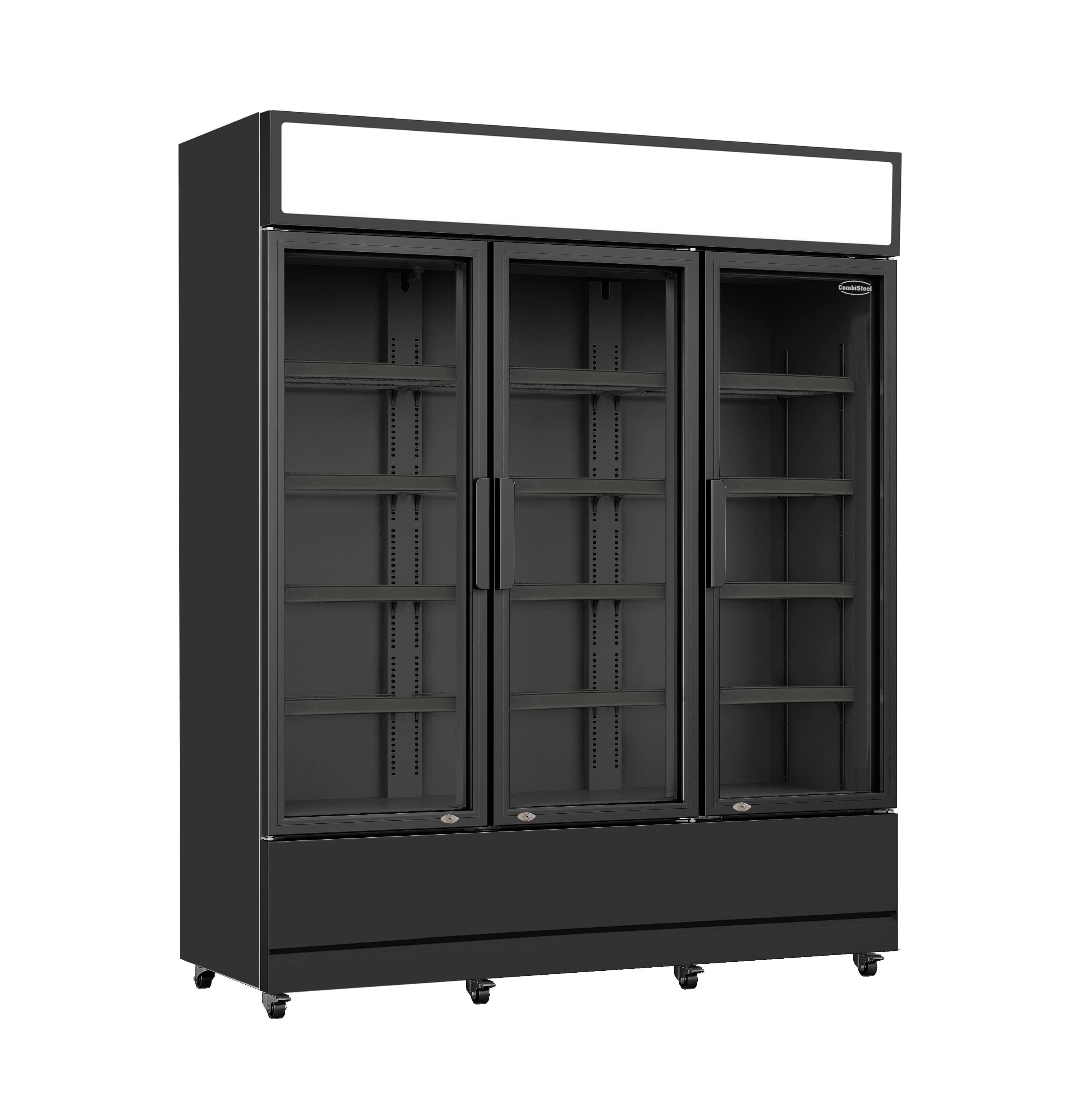 Réfrigérateur 3 Portes Vitrées Noir 1065L avec Éclairage LED et Décongélation Automatique 1600x610x1973 mm 0.555 kW Combisteel - Armoire réfrigérée positive professionnel CHR - matériel cuisine pro - Cuistéo