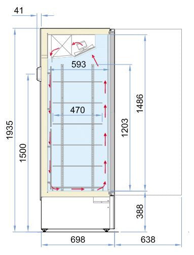 Congélateur ventilé porte en verre 353L -16/-18°C 1 porte 5 grilles 520x740x1935 mm 0.75 kW Combisteel - vue 2 - Armoire réfrigérée négative pro CHR - Cuistéo