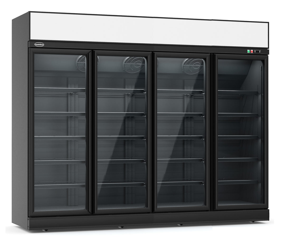 Congélateur 4 portes en verre noir capacité 2060L refroidissement statique 20 grilles 2508x710x2092 mm 1.57 kW Combisteel - Armoire réfrigérée négative professionnel CHR - matériel cuisine pro - Cuistéo