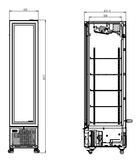 Réfrigérateur 1 porte en verre noir 348L avec éclairage LED - Charnière droite 450x656x2024 mm 0.2 kW Combisteel - vue 2 - Armoire réfrigérée positive pro CHR - Cuistéo