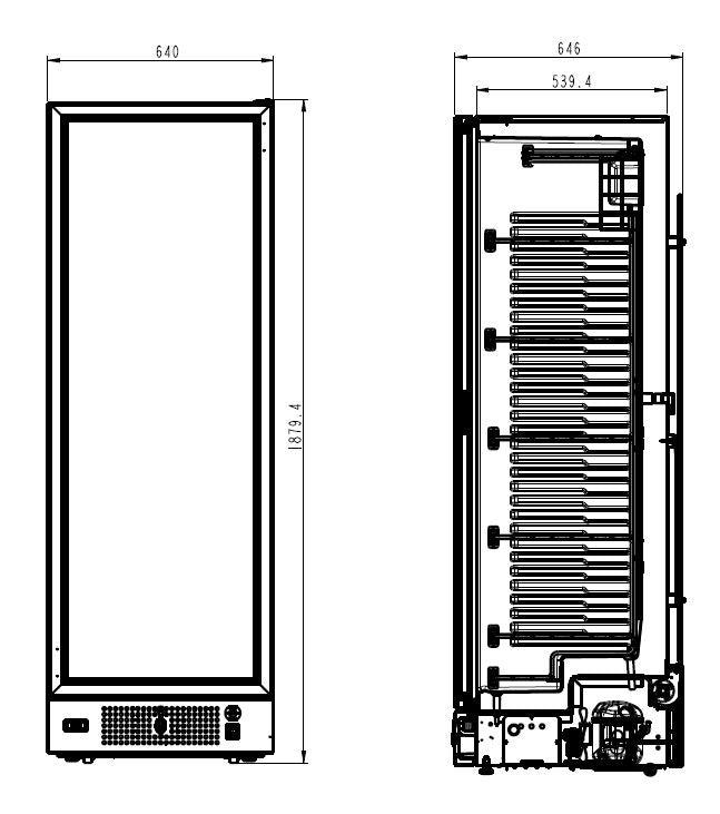 Congélateur 1 porte en verre 382L avec vitrage chauffant LED 5 grilles statique 640x670x1875 mm 0.67 kW Combisteel - vue 2 - Armoire réfrigérée négative pro CHR - Cuistéo