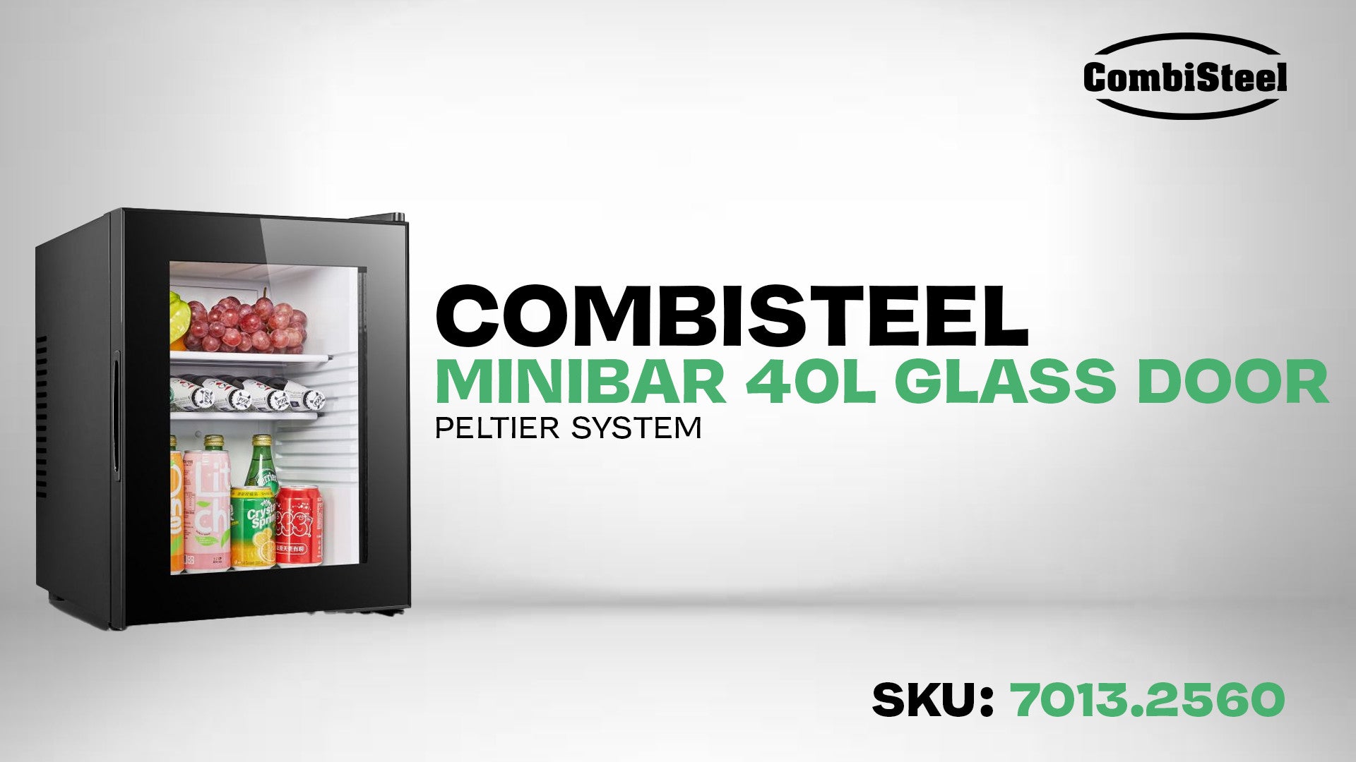 Minibar 40L porte en verre système Peltier modèle de table noir inox 405x443x545 mm 0.06 kW Combisteel - vue 8 - Mini armoire réfrigérée pro CHR - Cuistéo