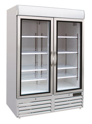 Congélateur professionnel 2 portes en verre 920L acier blanc refroidissement renforcé LED verrouillable 1370x720x1990 mm 0.4 kW Combisteel - Armoire réfrigérée négative professionnel CHR - matériel cuisine pro - Cuistéo