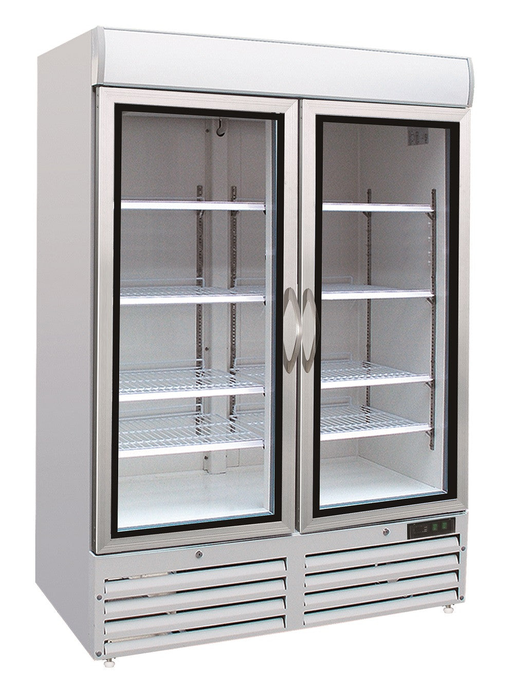 Congélateur professionnel 2 portes en verre 920L acier blanc refroidissement renforcé LED verrouillable 1370x720x1990 mm 0.4 kW Combisteel - Armoire réfrigérée négative professionnel CHR - matériel cuisine pro - Cuistéo