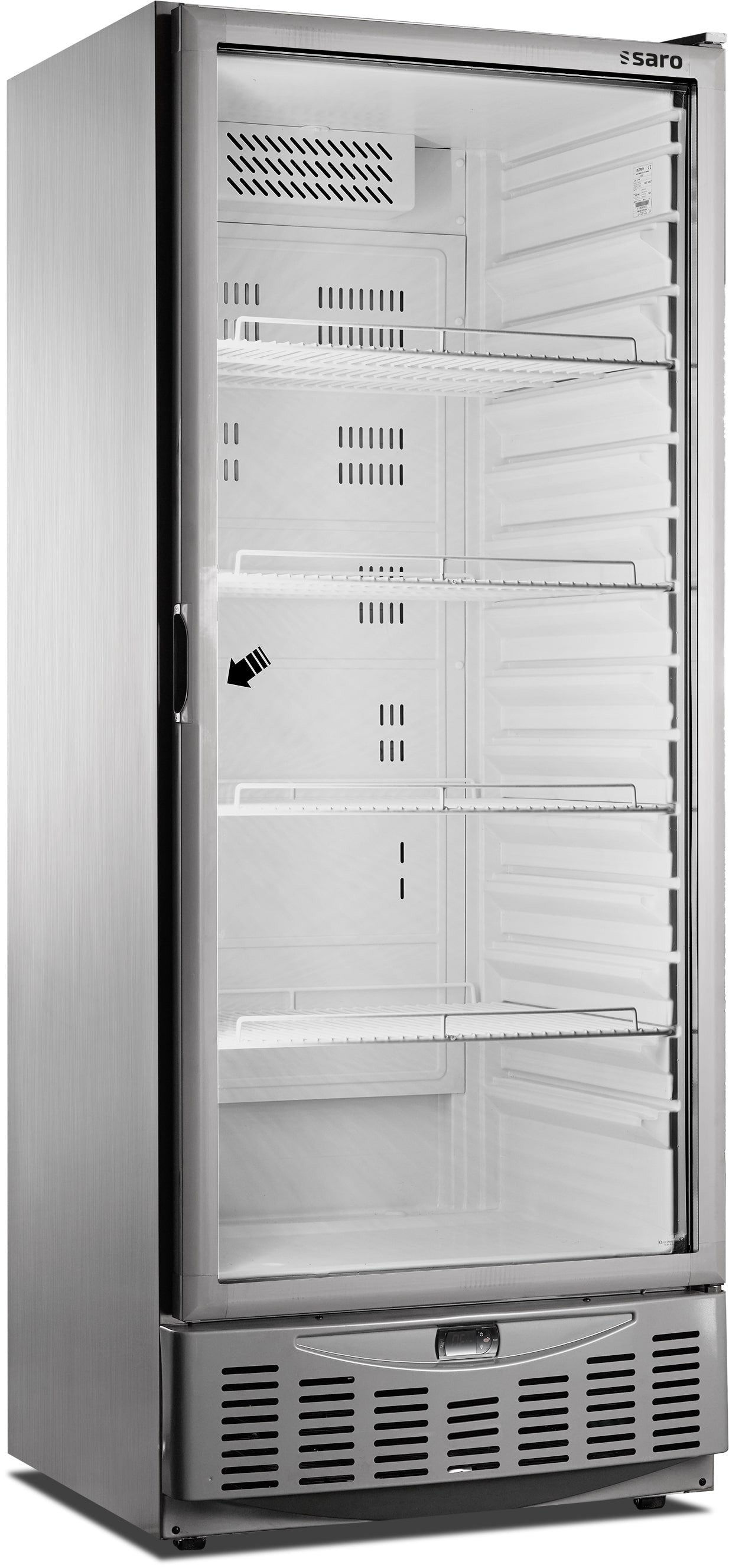 Réfrigérateur vitrine - 525L - Inox - Professionnel Saro - Frigo professionnel vitré professionnel CHR - matériel cuisine pro - Cuistéo