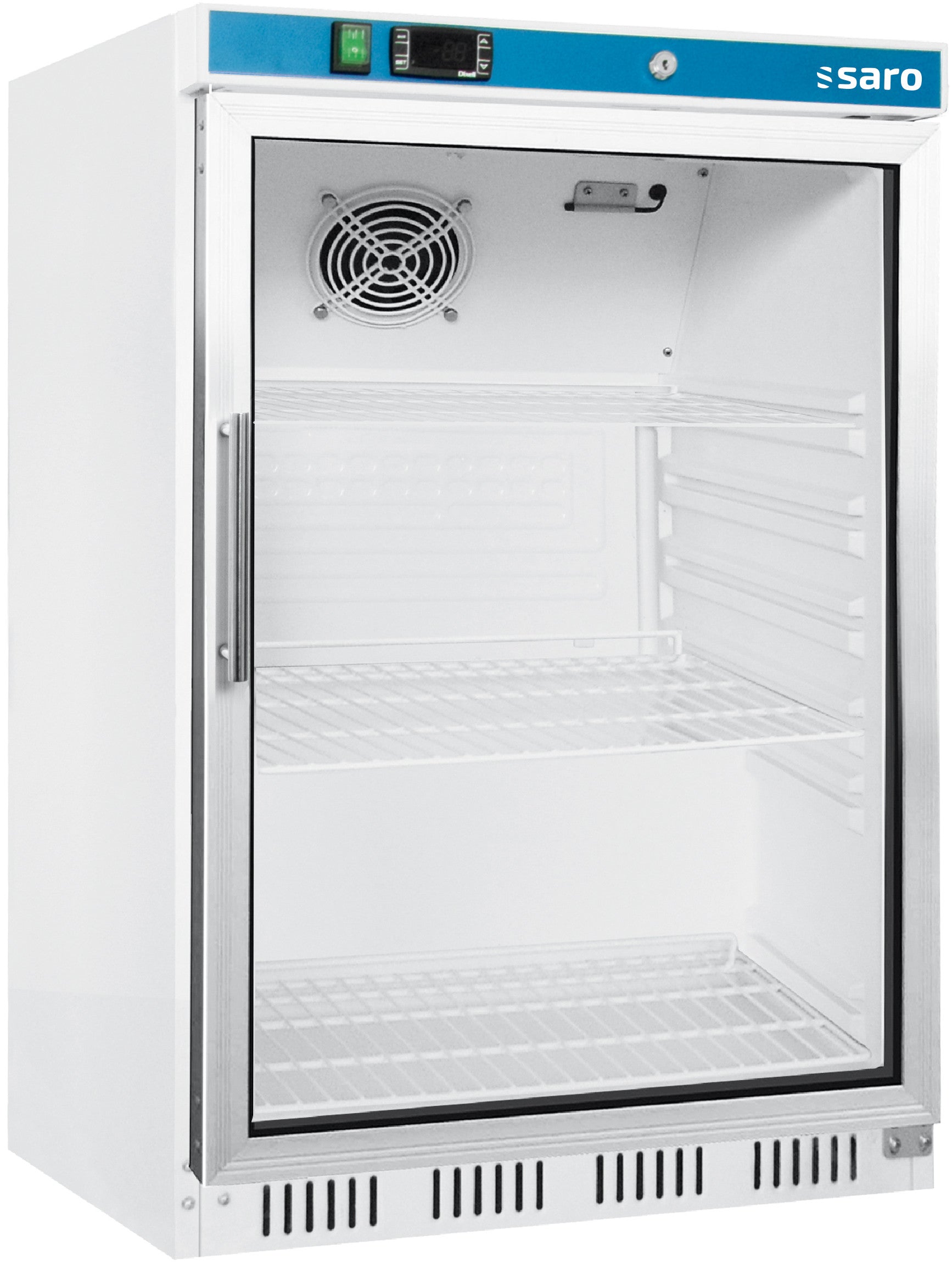 Réfrigérateur vitré compact 129L - Ventilé numérique 3 grilles réglables verrouillable Saro - Mini armoire réfrigérée professionnel CHR - matériel cuisine pro - Cuistéo