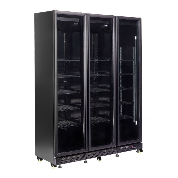 Armoire réfrigérée positive 3 portes en verre noir avec chauffage - 1600mm 08kW 1200 L Combisteel - Armoire réfrigérée positive professionnel CHR - matériel cuisine pro - Cuistéo