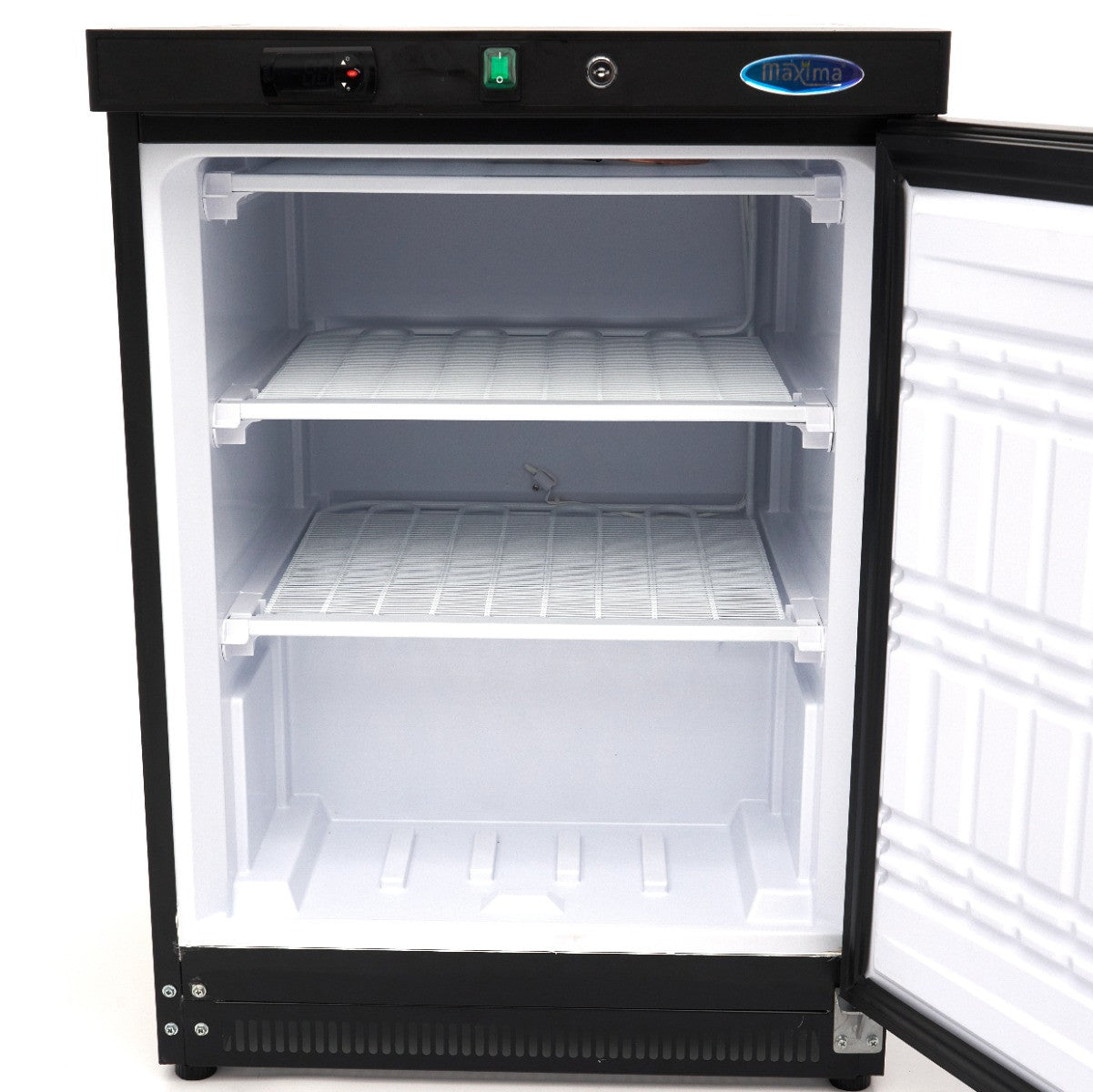 Congélateur professionnel 200L 2 étagères fixes serrure - Noir - Température réglable inox 302 W Maxima - vue 5 - Mini armoire réfrigérée pro CHR - Cuistéo