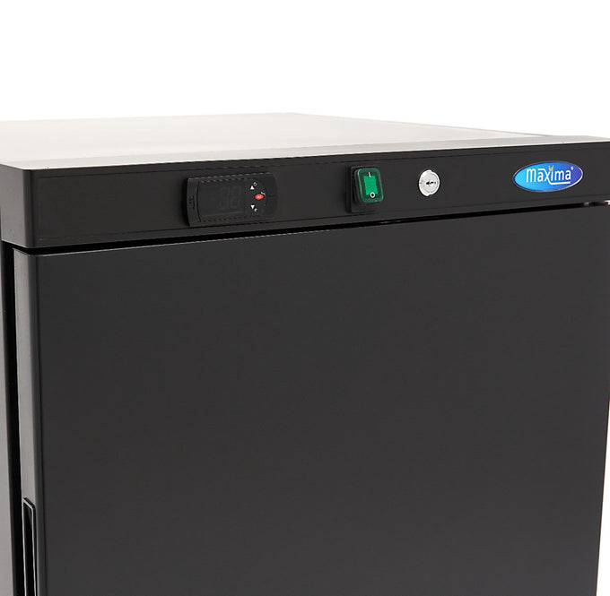 Congélateur professionnel 200L 2 étagères fixes serrure - Noir - Température réglable inox 302 W Maxima - vue 6 - Mini armoire réfrigérée pro CHR - Cuistéo