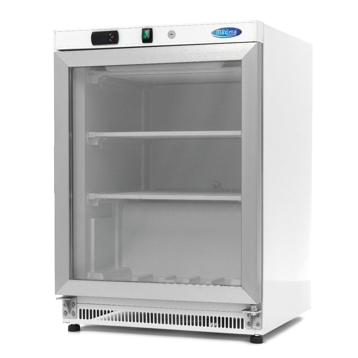 Congélateur professionnel 200L avec porte vitrée - blanc - Température réglable 332 W Maxima - Mini armoire réfrigérée professionnel CHR - matériel cuisine pro - Cuistéo