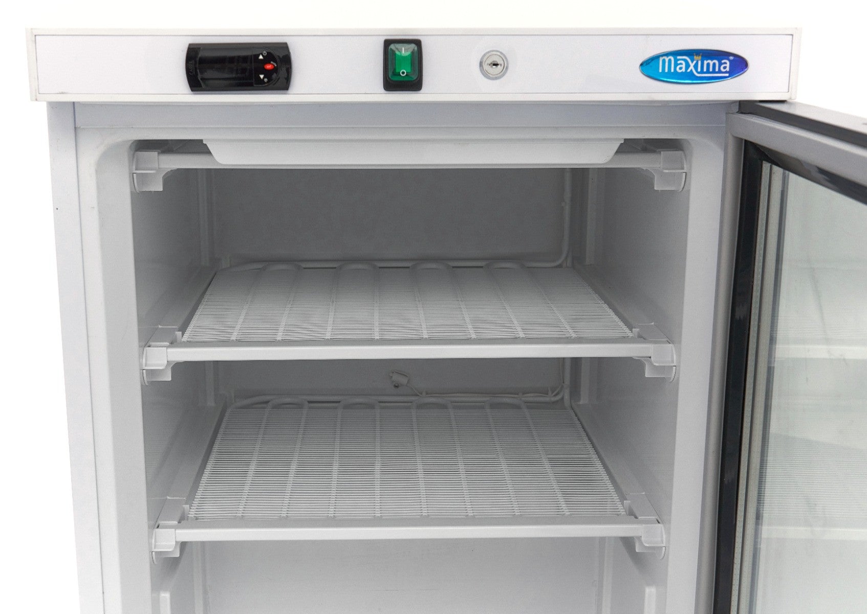Congélateur professionnel 200L avec porte vitrée - blanc - Température réglable 332 W Maxima - vue 5 - Mini armoire réfrigérée pro CHR - Cuistéo
