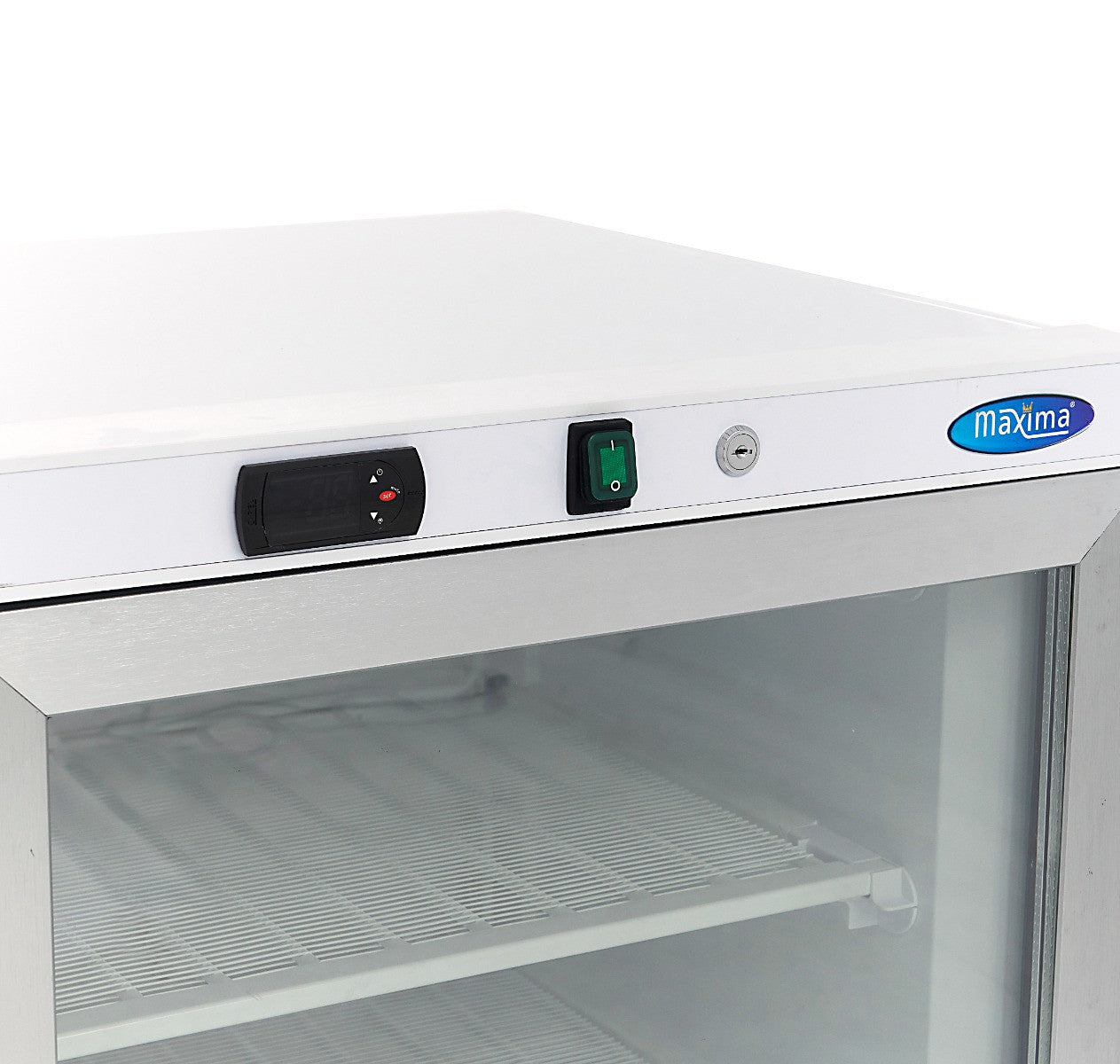 Congélateur professionnel 200L avec porte vitrée - blanc - Température réglable 332 W Maxima - vue 6 - Mini armoire réfrigérée pro CHR - Cuistéo