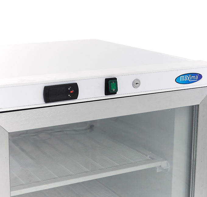 Congélateur professionnel 200L avec porte vitrée - blanc - Température réglable 332 W Maxima - vue 6 - Mini armoire réfrigérée pro CHR - Cuistéo