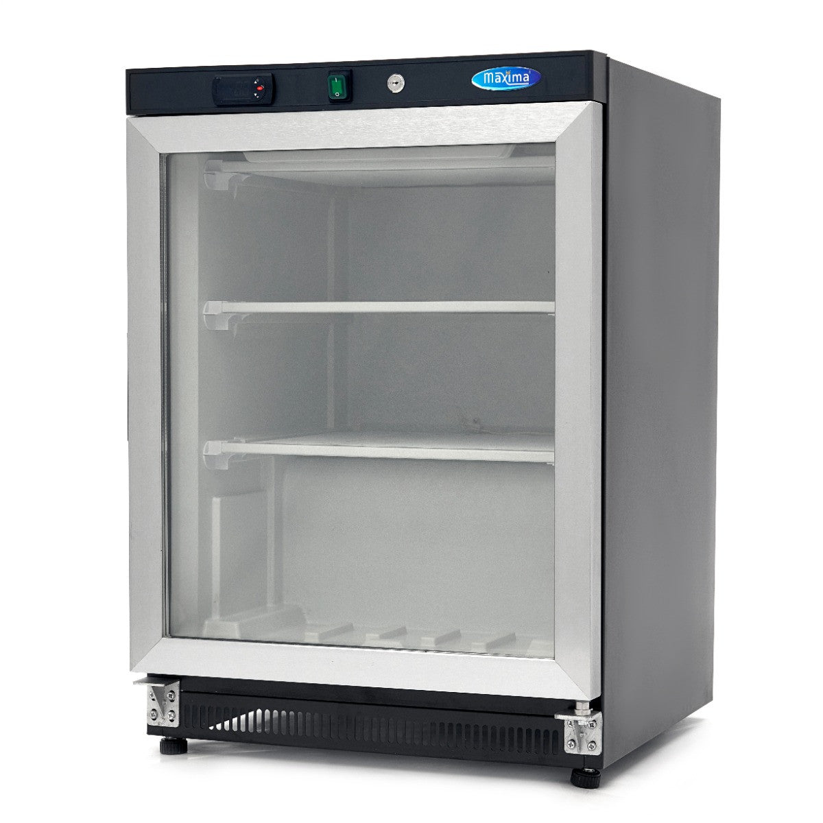 Congélateur professionnel 200L avec porte vitrée noir régulateur électronique 332 W Maxima - Mini armoire réfrigérée professionnel CHR - matériel cuisine pro - Cuistéo