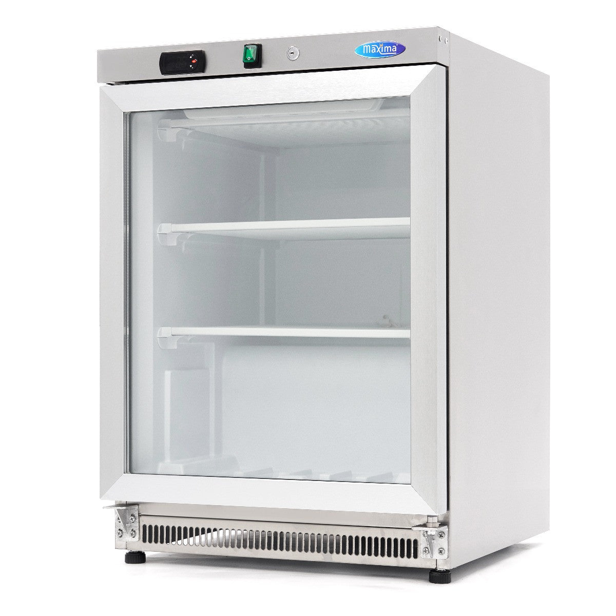 Congélateur professionnel 200L inox porte vitrée - régulateur électronique - R290 332 W Maxima - Mini armoire réfrigérée professionnel CHR - matériel cuisine pro - Cuistéo