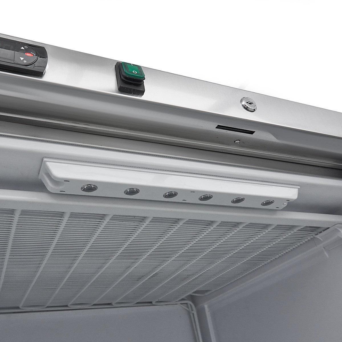 Congélateur 600L en inox avec porte vitrée régulateur électronique et dégivrage automatique 656 W Maxima - vue 6 - Armoire réfrigérée négative pro CHR - Cuistéo