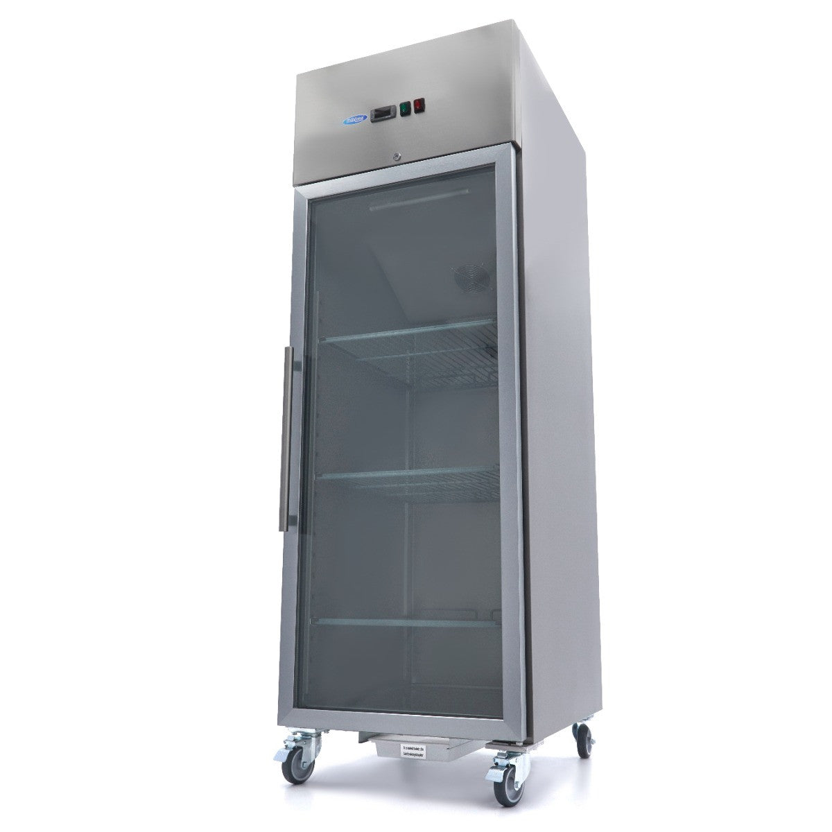 Congélateur 600L avec 3 étagères réglables porte en verre acier inoxydable contrôle numérique 440 W Maxima - Armoire réfrigérée négative professionnel CHR - matériel cuisine pro - Cuistéo