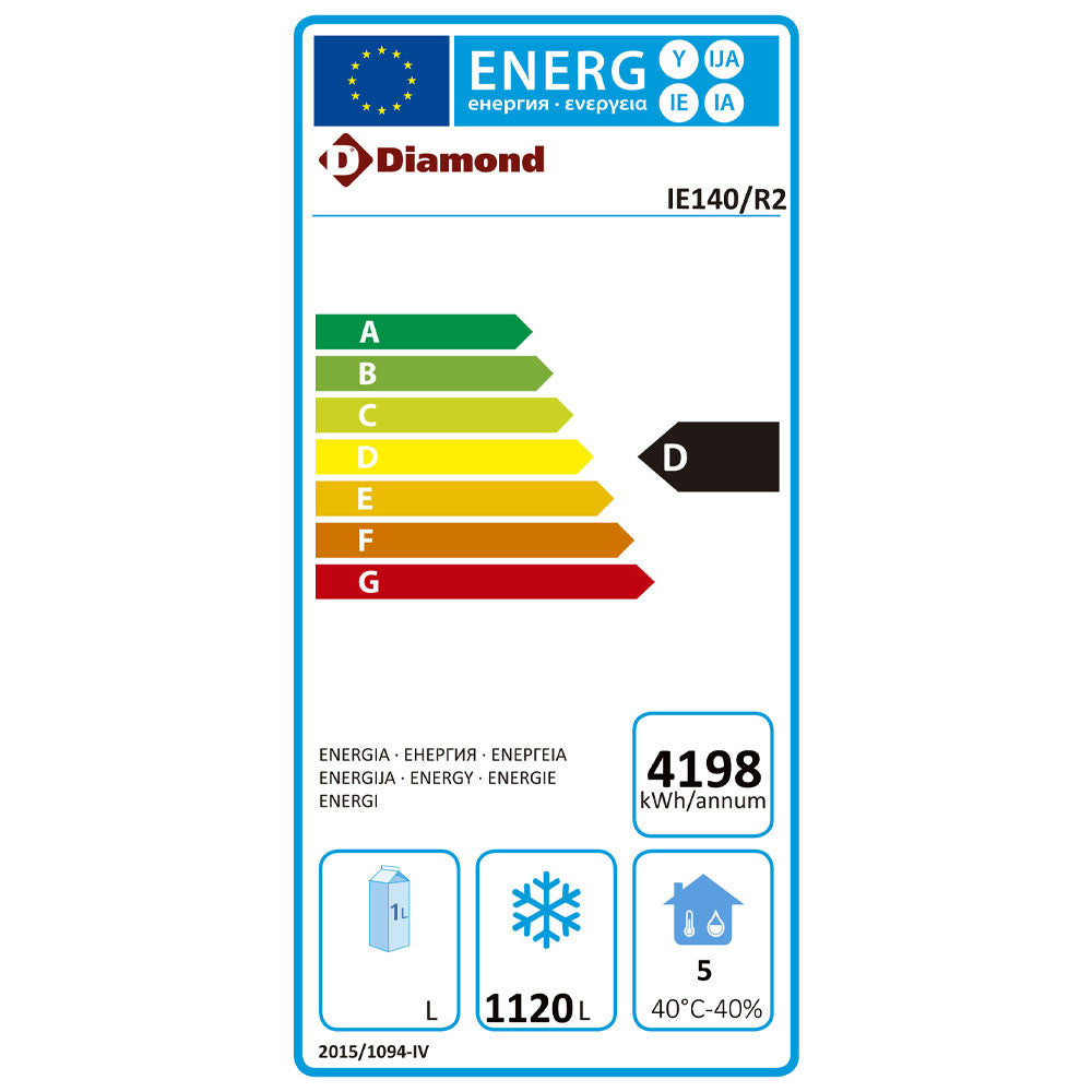 Armoire congélation 1400 L GN 2/1 - Évaporateur ventilé - Acier inoxydable - Dégivrage auto - Diamond