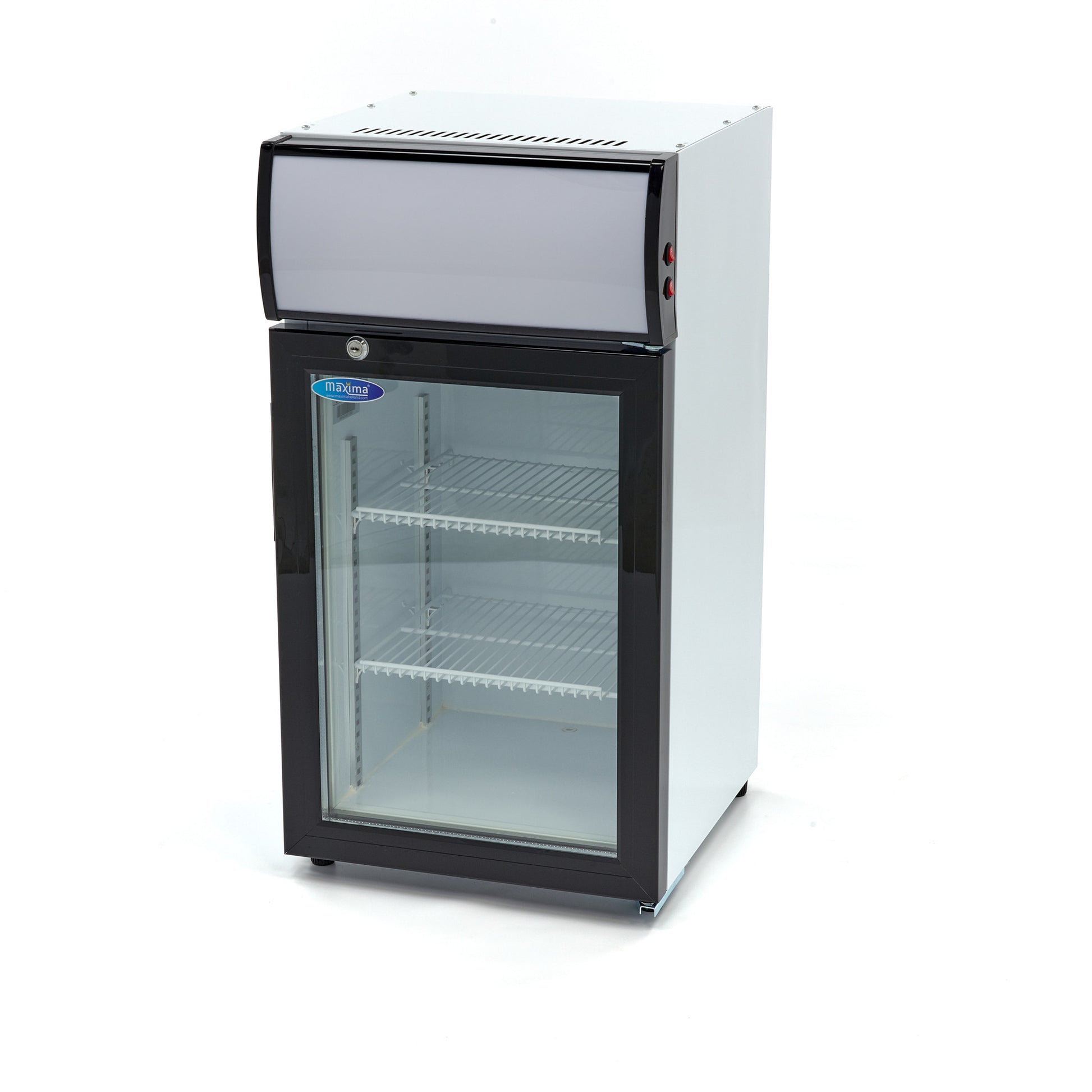 Réfrigérateur à boissons professionnel 50 L avec 2 étagères réglables porte battante à double vitrage inox 120 W Maxima - Mini armoire réfrigérée professionnel CHR - matériel cuisine pro - Cuistéo